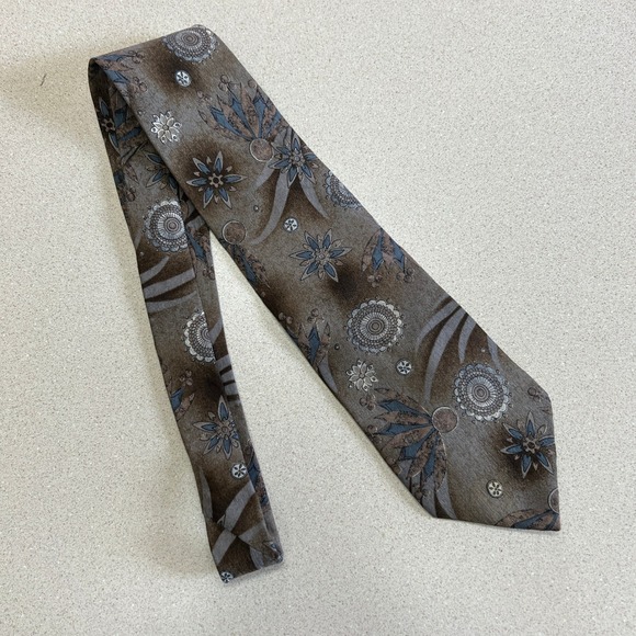 Henry Grethel Vintage Italian Silk Geometric‎ Necktie Made in USA VTG 1990s 58x4 - Picture 1 of 5